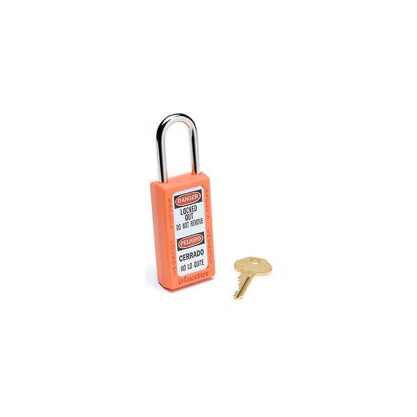 Master Lock Safety 411 Series Zenex Thermoplastic Padlock, Orange, , Master Lock, Mfr#: 411ORJ